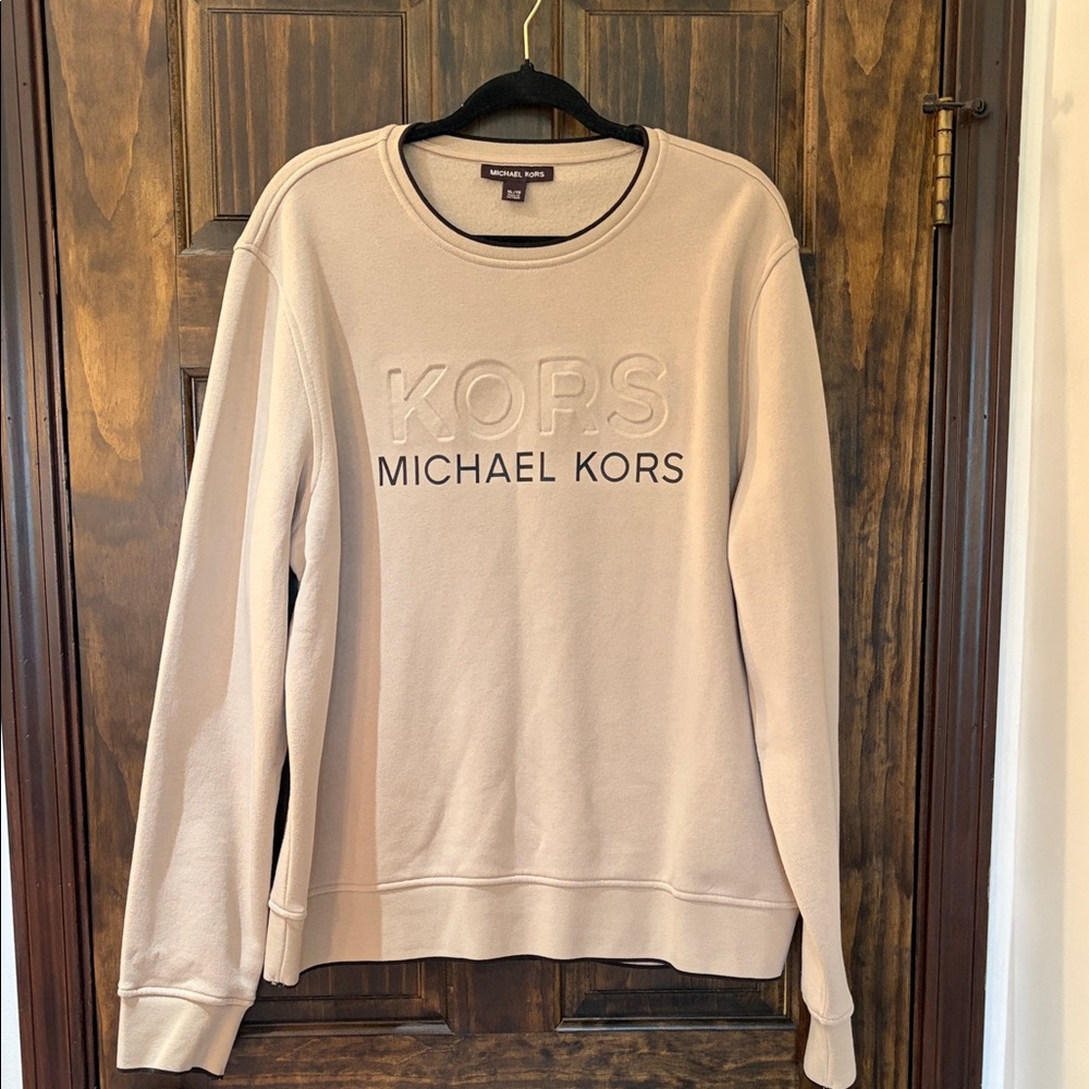 Michael Kors Men’s Cream Embossed KORS Crewneck Sweater